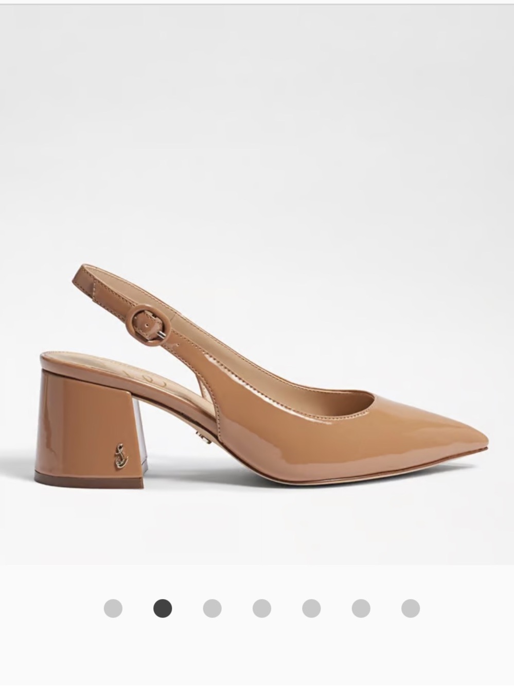 Sam Edelman Petra Patent Slingback Pumps in Nude Tan Rosa - Picture 2 of 12